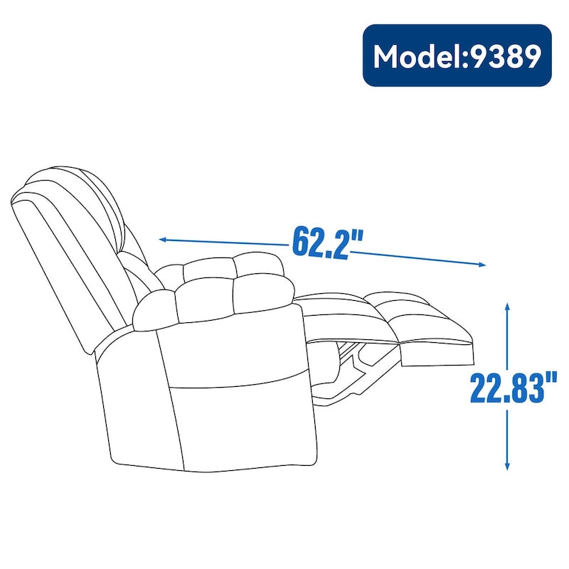 Fauteuil inclinable manuel en tissu avec fonction bascule et pivot pour salon, bleu