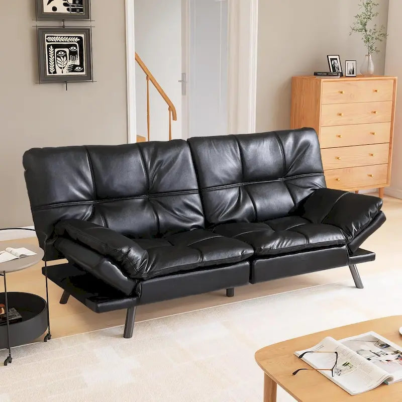 Canapé en simili cuir, causeuse en mousse à mémoire de forme, convertible en lit