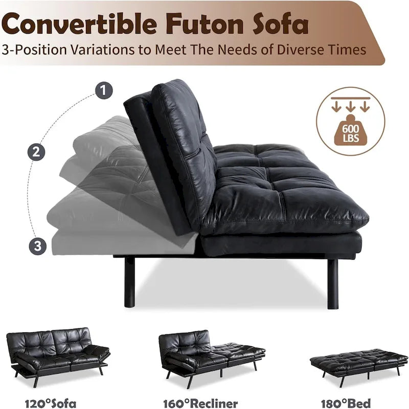 Canapé en simili cuir, causeuse en mousse à mémoire de forme, convertible en lit
