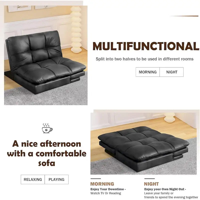 Canapé en simili cuir, causeuse en mousse à mémoire de forme, convertible en lit