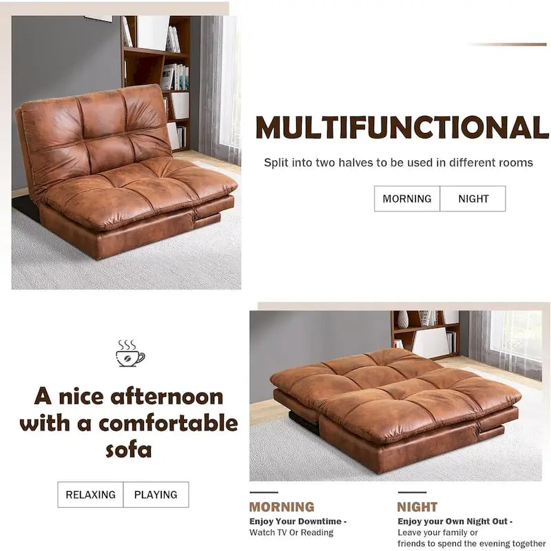 Canapé en simili cuir, causeuse en mousse à mémoire de forme, convertible en lit