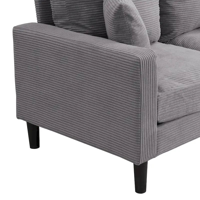 Canapé moderne rembourré avec 2 oreillers et coussin en mousse haute densité, cadre en bois pour salon et bureau