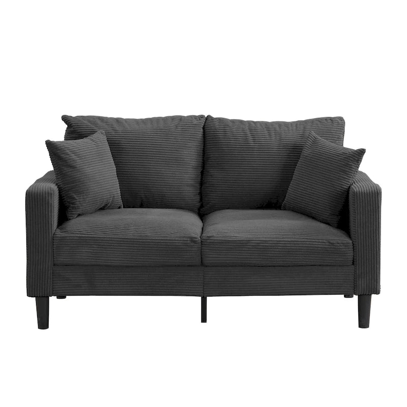 Canapé moderne rembourré avec 2 oreillers et coussin en mousse haute densité, cadre en bois pour salon et bureau