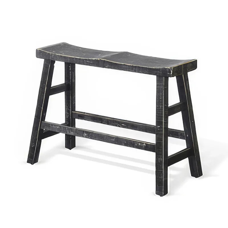Banc hauteur comptoir, armature en bois d'acajou noir rustique de 84 cm