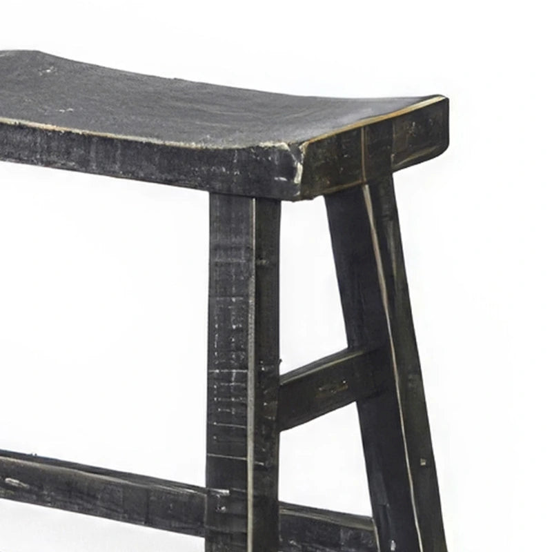 Banc hauteur comptoir, armature en bois d'acajou noir rustique de 84 cm