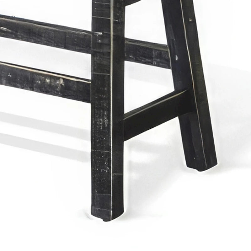 Banc hauteur comptoir, armature en bois d'acajou noir rustique de 84 cm