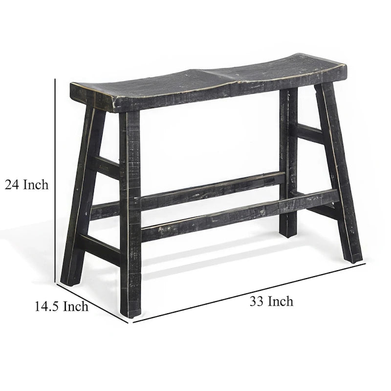 Banc hauteur comptoir, armature en bois d'acajou noir rustique de 84 cm