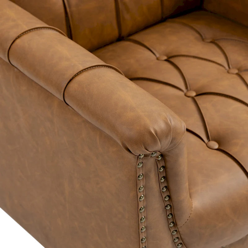 Fauteuil d'appoint capitonné moderne avec clous de tapissier (lot de 2)