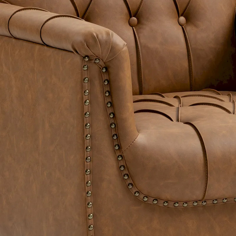 Fauteuil d'appoint capitonné moderne avec clous de tapissier (lot de 2)