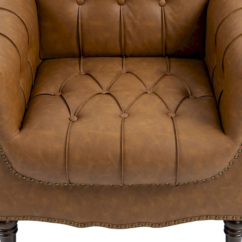 Fauteuil d'appoint capitonné moderne avec clous de tapissier (lot de 2)