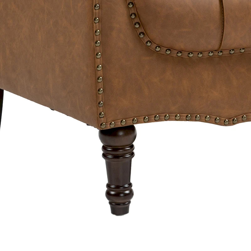 Fauteuil d'appoint capitonné moderne avec clous de tapissier (lot de 2)