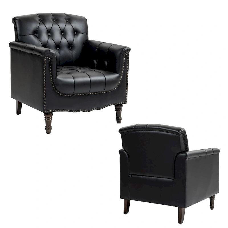 Fauteuil d'appoint capitonné moderne avec clous de tapissier (lot de 2)