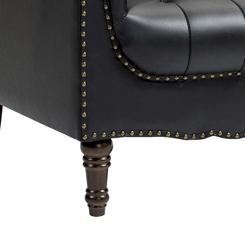 Fauteuil d'appoint capitonné moderne avec clous de tapissier (lot de 2)