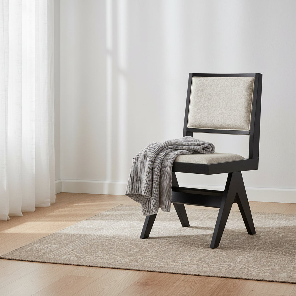 Chaises de salle à manger modernes en tissu rembourré noir (lot de 2)