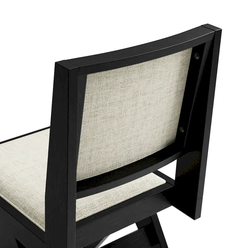 Chaises de salle à manger modernes en tissu rembourré noir (lot de 2)