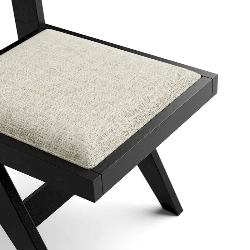 Chaises de salle à manger modernes en tissu rembourré noir (lot de 2)