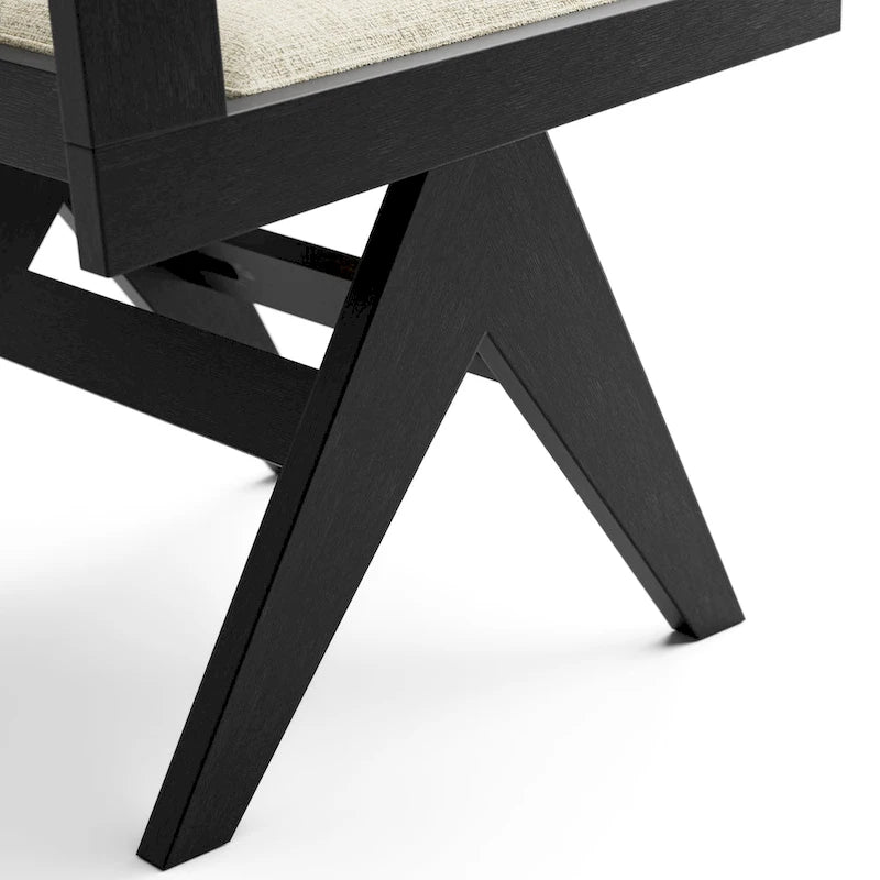 Chaises de salle à manger modernes en tissu rembourré noir (lot de 2)