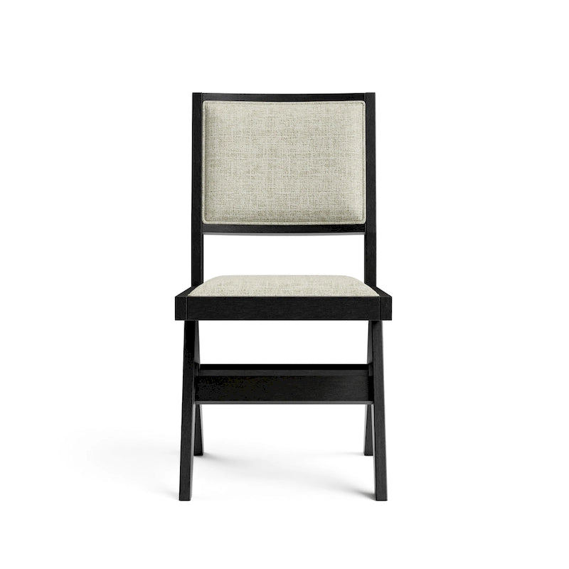 Chaises de salle à manger modernes en tissu rembourré noir (lot de 2)