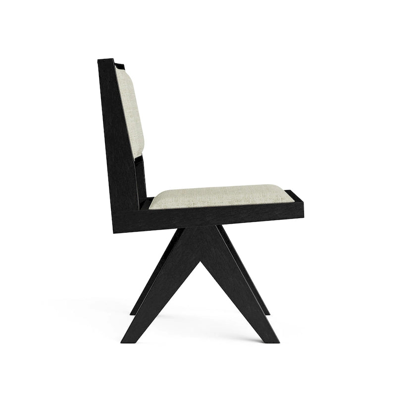 Chaises de salle à manger modernes en tissu rembourré noir (lot de 2)