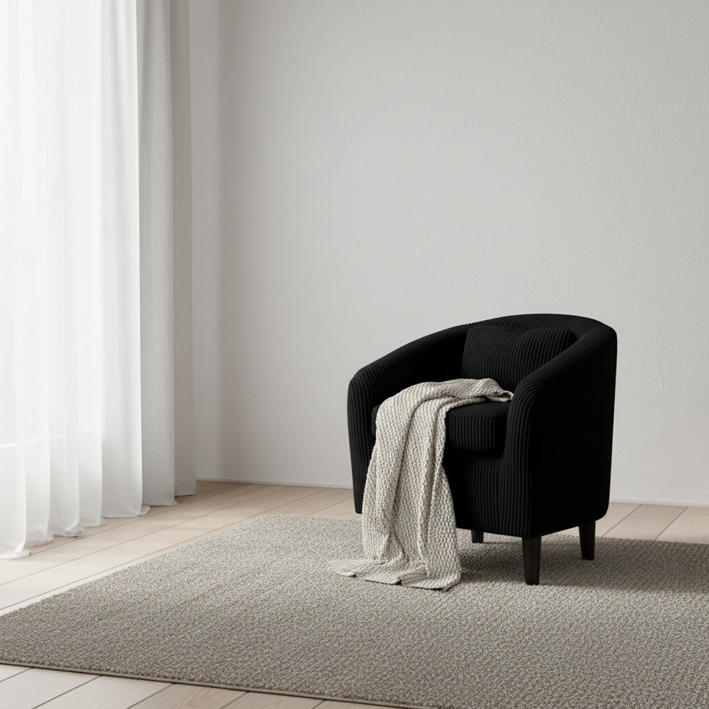 Modern 24.8 Upholstered Barrel Chair with Wood Legs and Pillows for Living Room