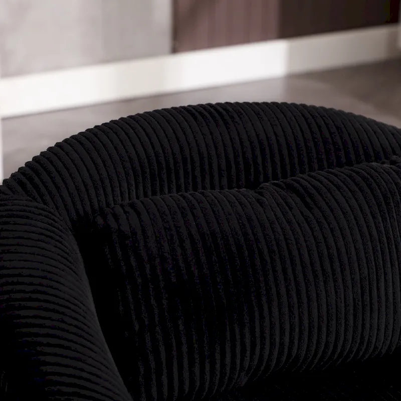 Fauteuil tonneau moderne de 24,8 po, rembourré, avec pieds en bois et coussins, pour le salon