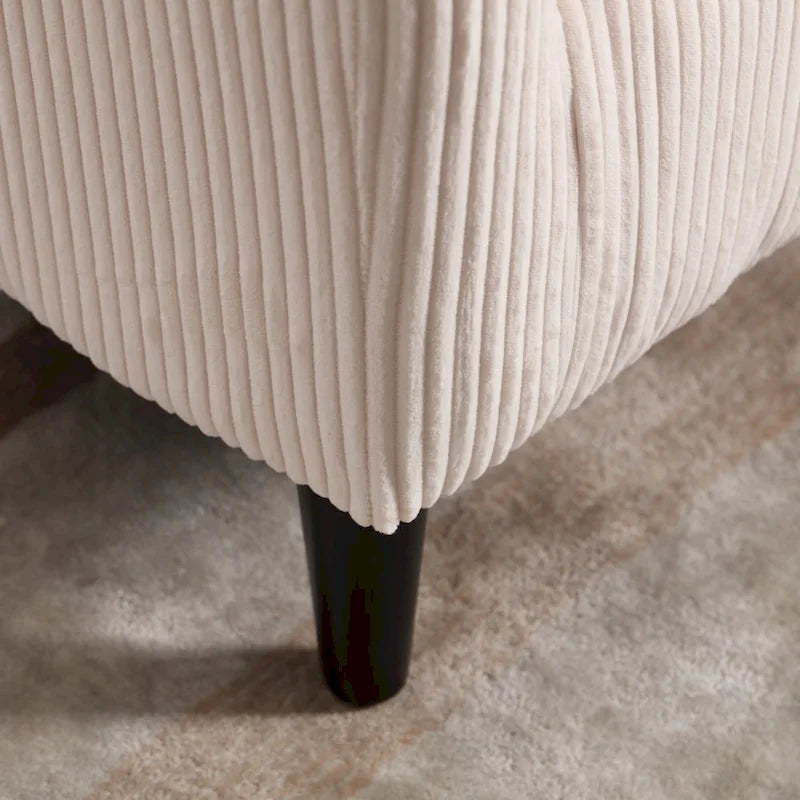 Fauteuil tonneau moderne de 24,8 po, rembourré, avec pieds en bois et coussins, pour le salon