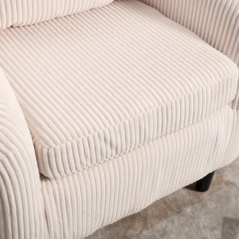 Fauteuil tonneau moderne de 24,8 po, rembourré, avec pieds en bois et coussins, pour le salon