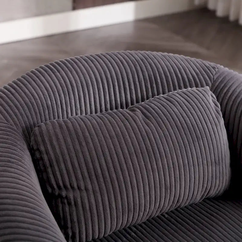 Fauteuil tonneau moderne de 24,8 po, rembourré, avec pieds en bois et coussins, pour le salon