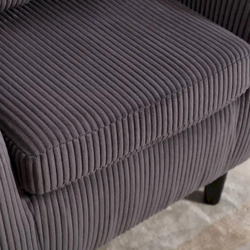 Fauteuil tonneau moderne de 24,8 po, rembourré, avec pieds en bois et coussins, pour le salon
