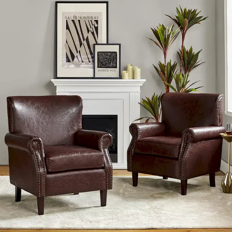 Fauteuil de transition végétalien à accoudoirs roulés - Lot de 2