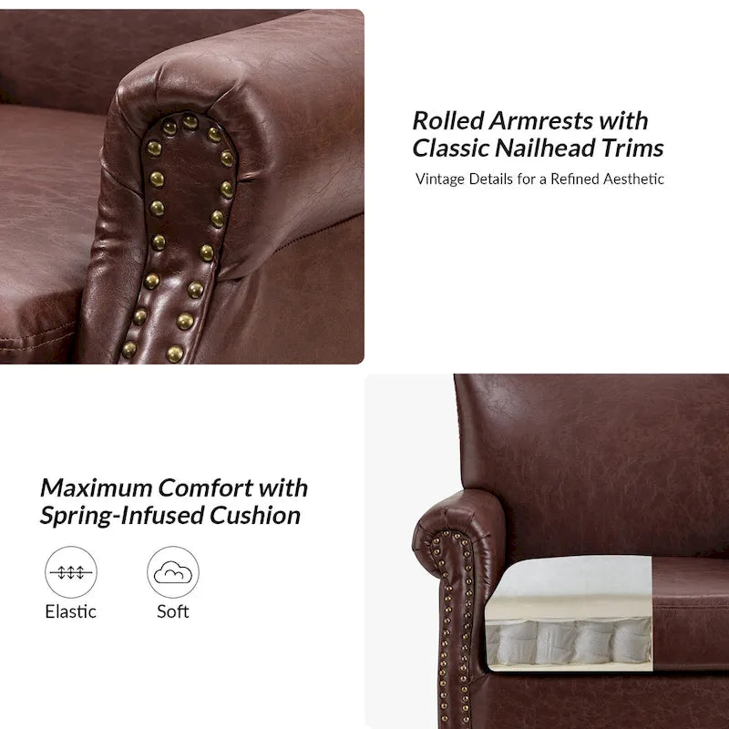 Fauteuil de transition végétalien à accoudoirs roulés - Lot de 2