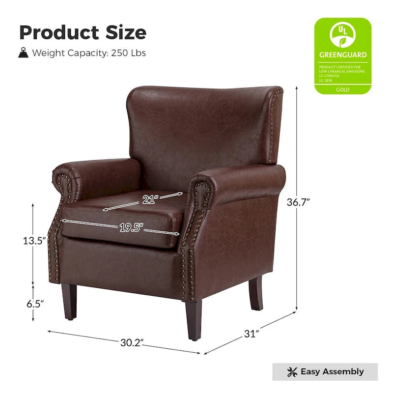 Fauteuil de transition végétalien à accoudoirs roulés - Lot de 2