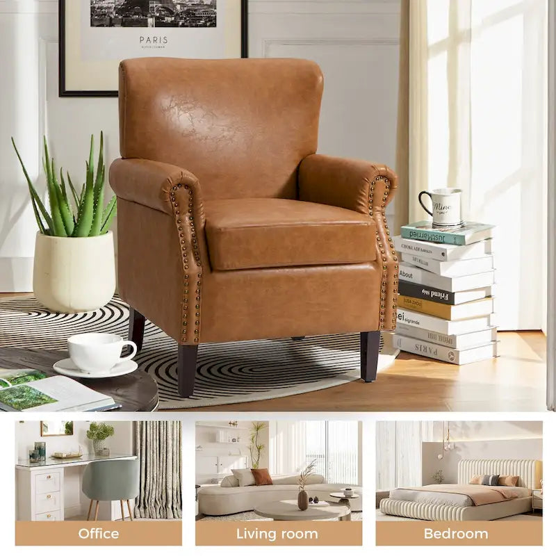 Fauteuil de transition végétalien à accoudoirs roulés - Lot de 2