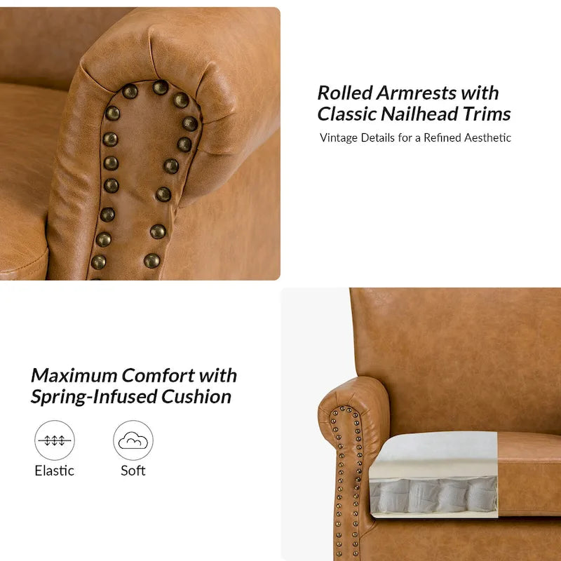Fauteuil de transition végétalien à accoudoirs roulés - Lot de 2