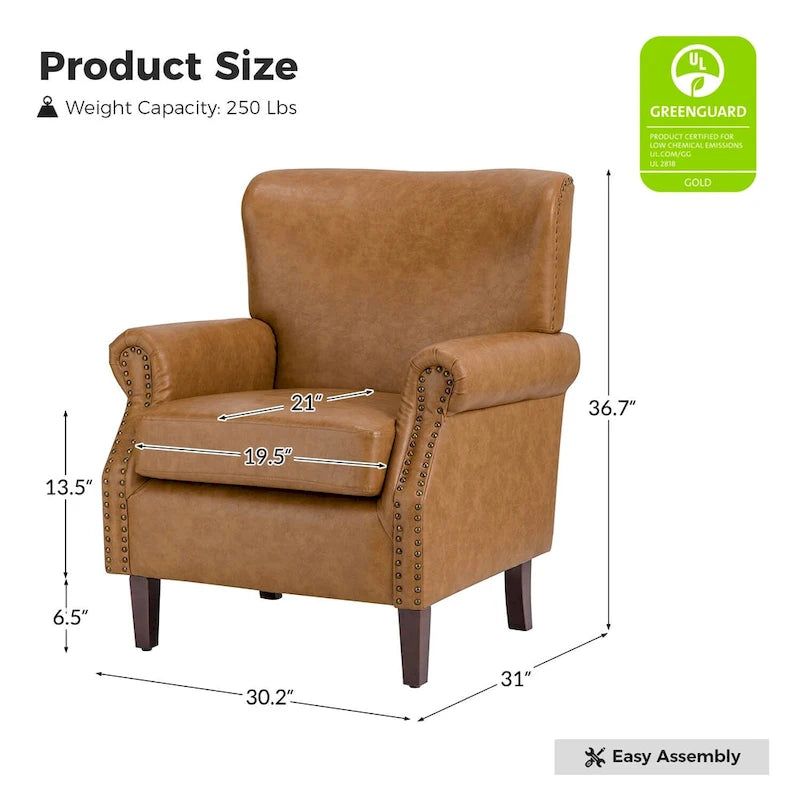 Fauteuil de transition végétalien à accoudoirs roulés - Lot de 2