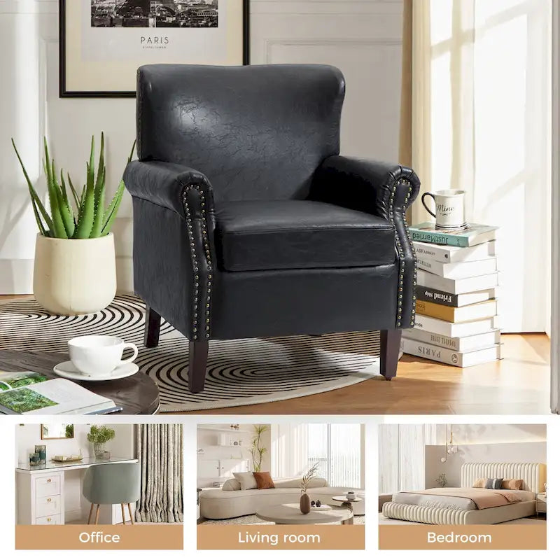 Fauteuil de transition végétalien à accoudoirs roulés - Lot de 2