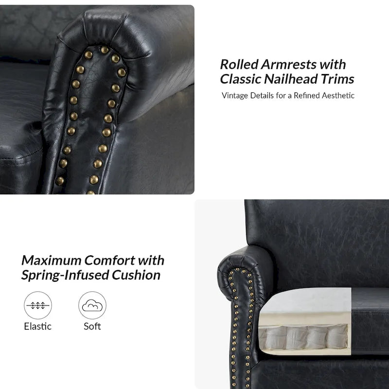 Fauteuil de transition végétalien à accoudoirs roulés - Lot de 2