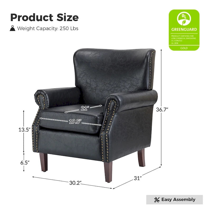 Fauteuil de transition végétalien à accoudoirs roulés - Lot de 2