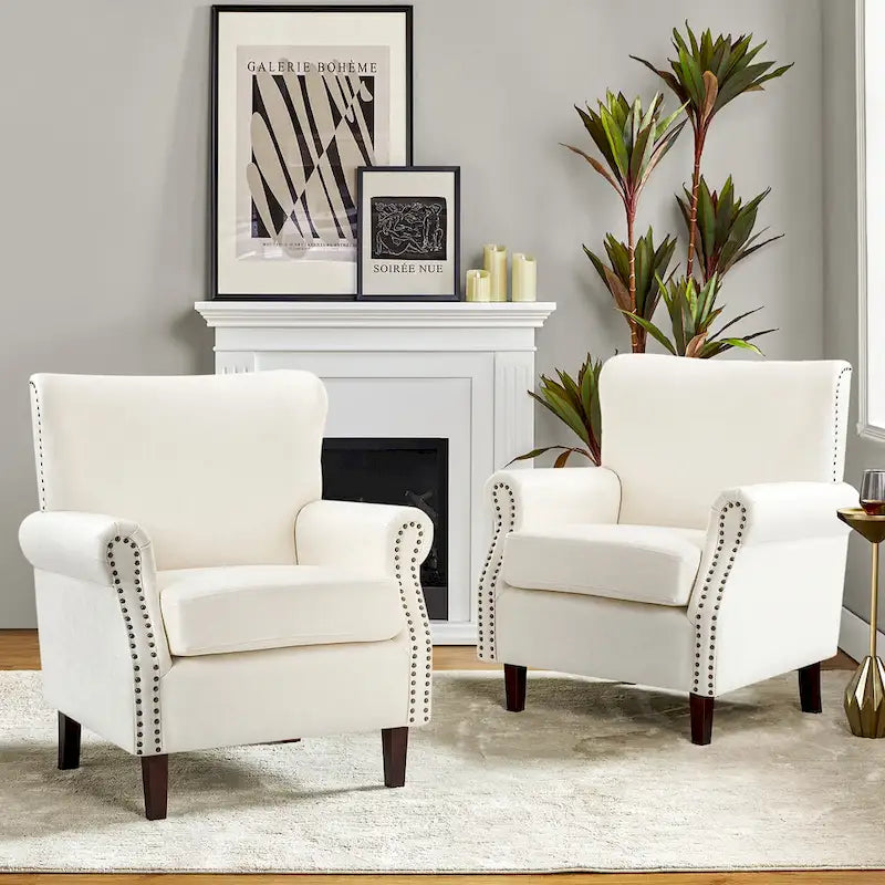 Fauteuil de transition végétalien à accoudoirs roulés - Lot de 2