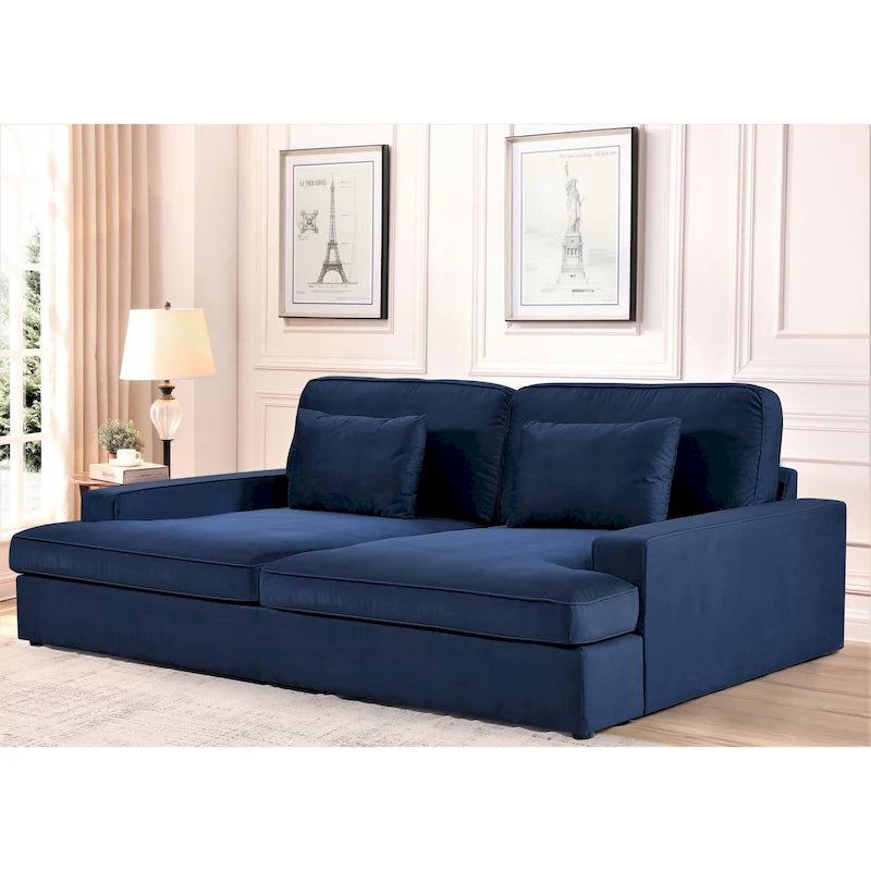 Canapé surdimensionné / canapé-lit double de 94,49 po de largeur en velours avec accoudoirs carrés
