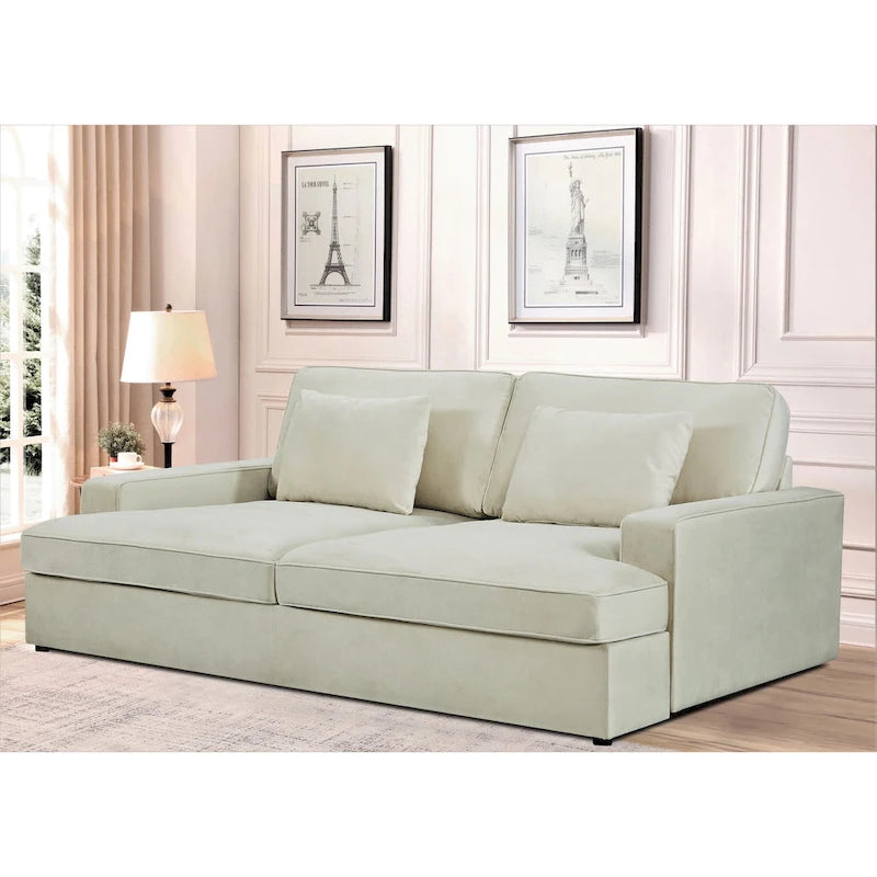 Canapé surdimensionné / canapé-lit double de 94,49 po de largeur en velours avec accoudoirs carrés