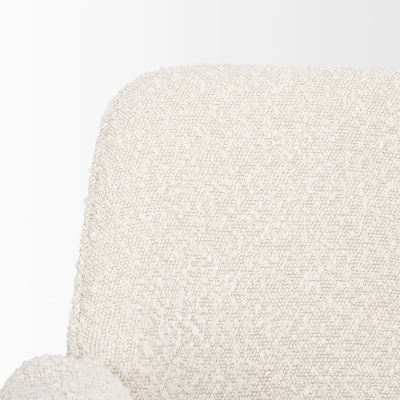 Chaise de salle à manger avec tissu bouclé crème et pieds en métal noir mat