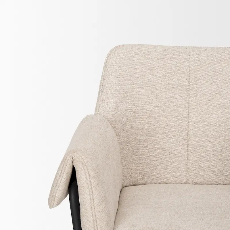 Chaise de salle à manger avec tissu bouclé crème et pieds en métal noir mat