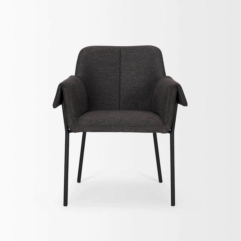 Chaise de salle à manger avec tissu bouclé crème et pieds en métal noir mat