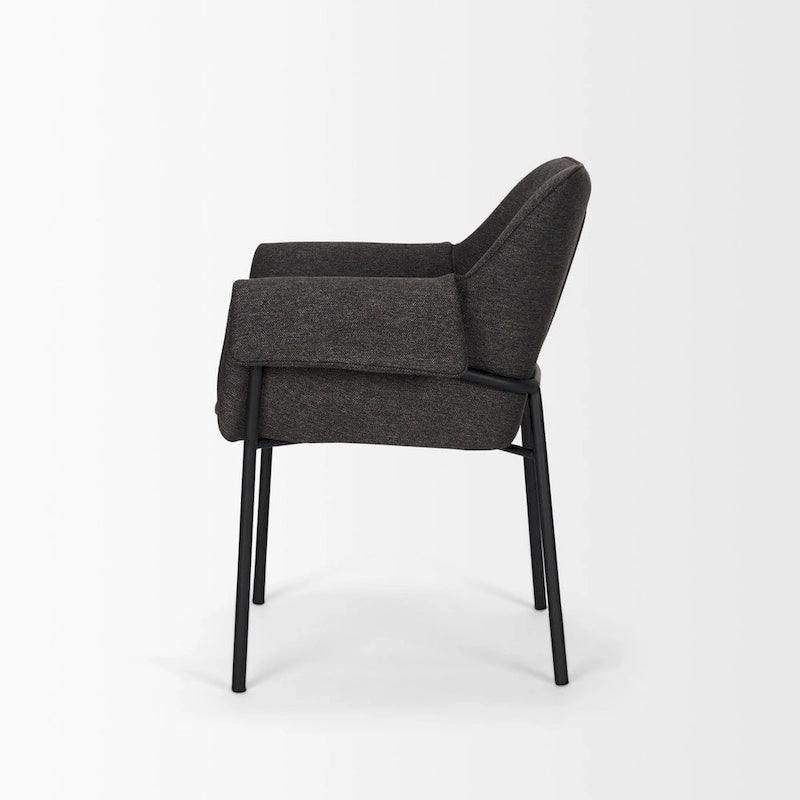 Chaise de salle à manger avec tissu bouclé crème et pieds en métal noir mat