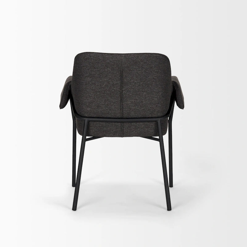 Chaise de salle à manger avec tissu bouclé crème et pieds en métal noir mat