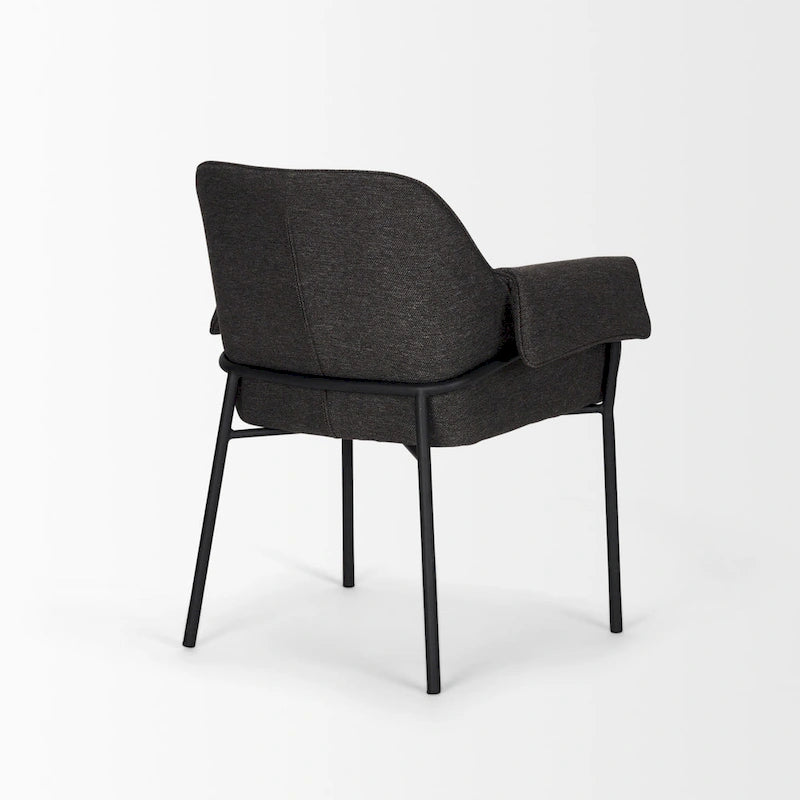 Chaise de salle à manger avec tissu bouclé crème et pieds en métal noir mat