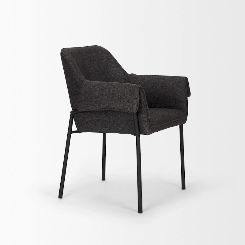Chaise de salle à manger avec tissu bouclé crème et pieds en métal noir mat