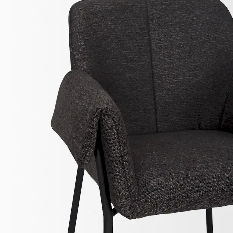 Chaise de salle à manger avec tissu bouclé crème et pieds en métal noir mat