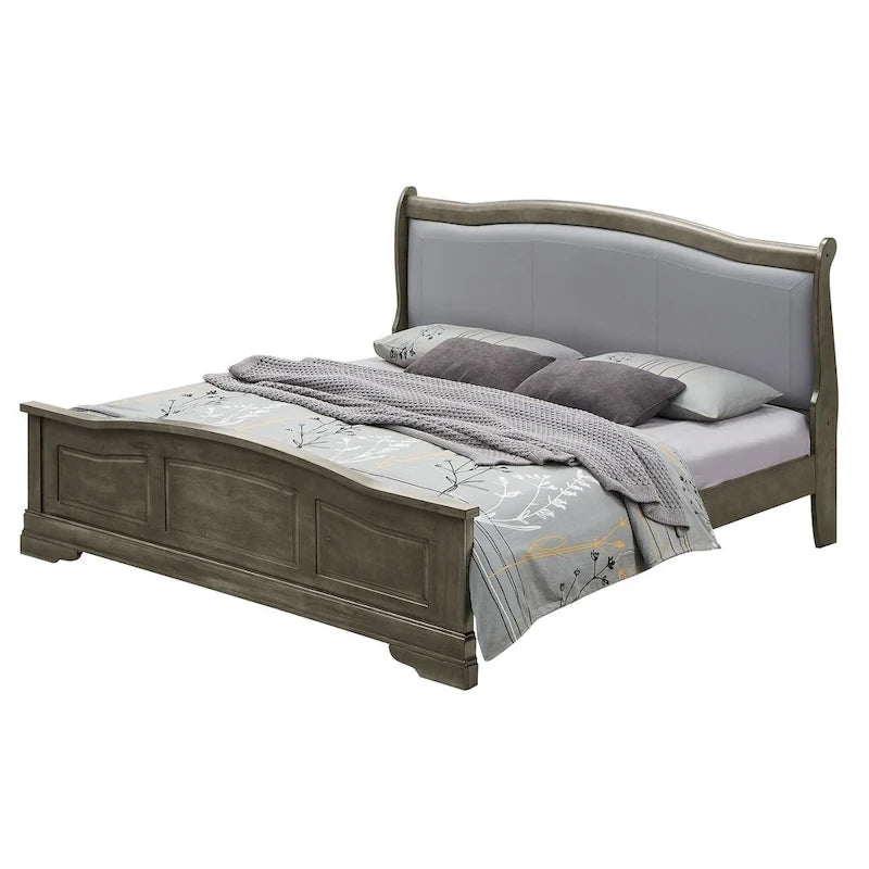 Lit King en bois capitonné Louis Philippe